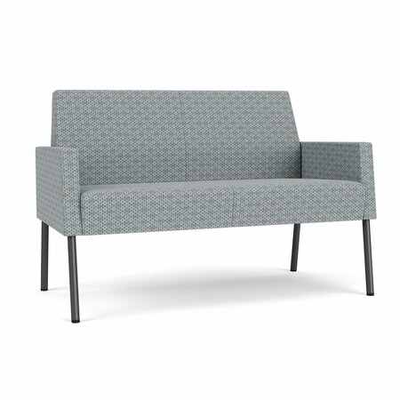 LESRO Mystic Lounge Reception Loveseat, Charcoal, RS Fog Upholstery ML1501